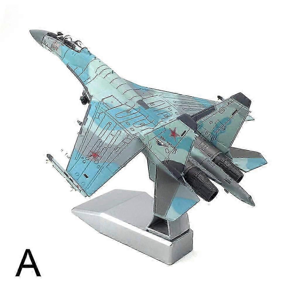 SU-35 Fighter Jet 1:100 Scale Alloy Model Aircraft with Rotating Wheels for Military Aviation Display and Collector Desk Decoration 26s