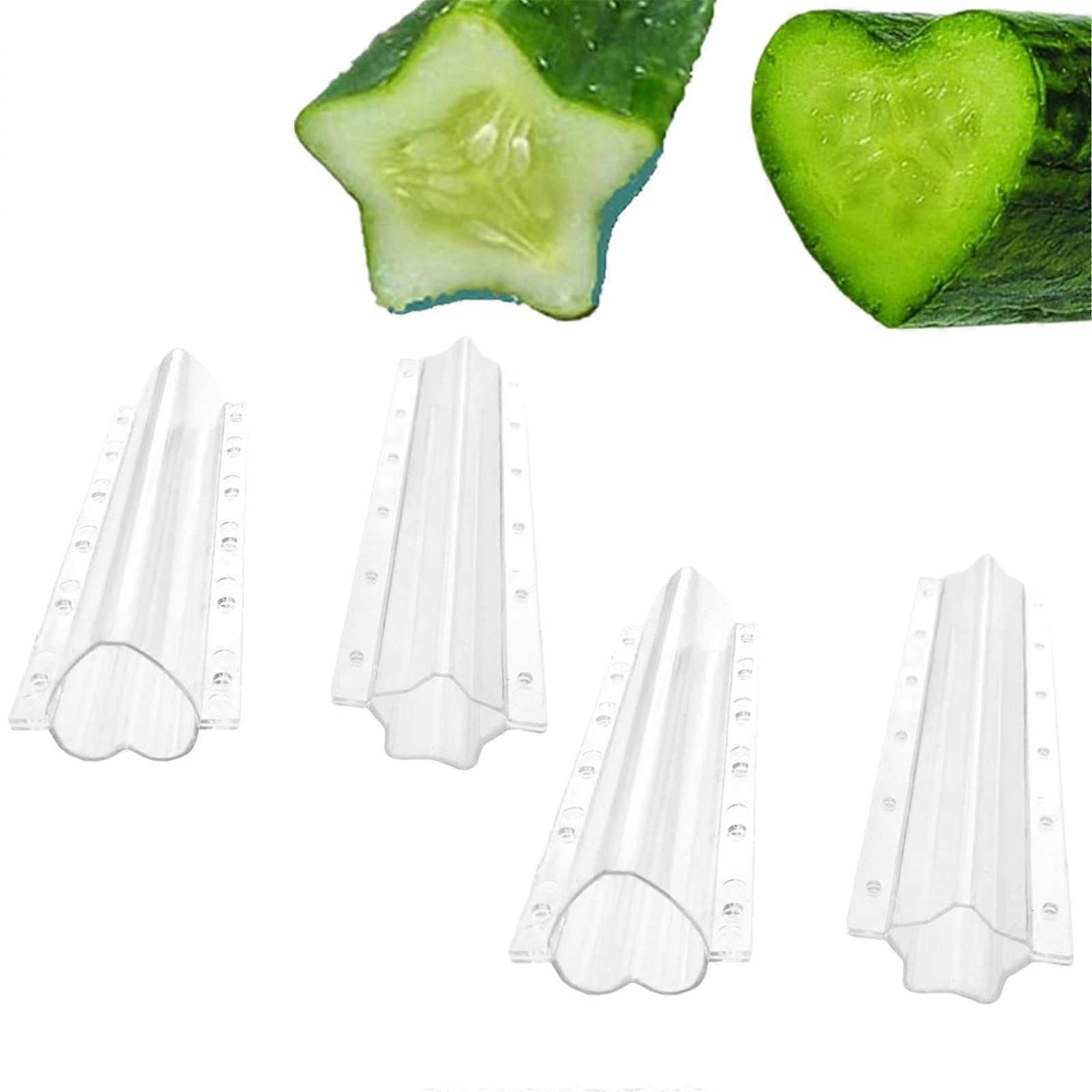 Cucumber Growing Molds Set Of 4  Transparent Plastic Heart And Star Shaped Vegetable Molds For Cucumbers