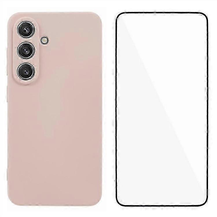 WANLONFENG RB2 Series Soft TPU Phone Case with Screen Protector for Samsung Galaxy S25 - Pink