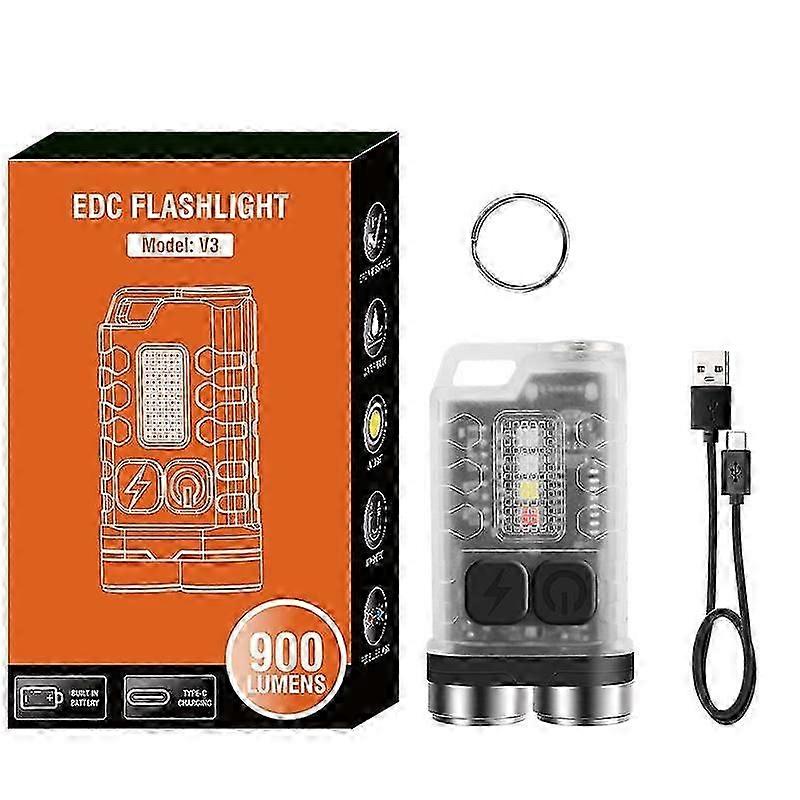 Mini Portable Key Light LED Flashlight TYPE C Rechargeable Camping Hiking Lantern High Power Luminous Flash Light Pocket Torch