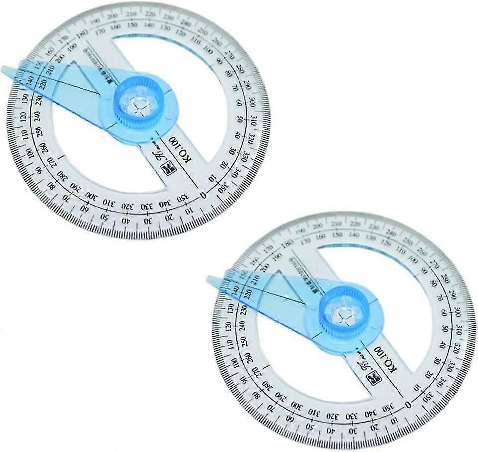 2 Pack Plastic 360 Degree Protractor With Swing Arm