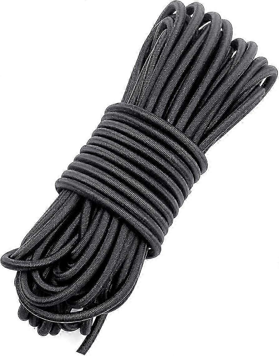 Fantasyon 4mm Black Elastic Cord 10 Meter 4mm Elastic String Bungee Cord Round Stretchy Cord Bungee Rope Multifunctional Drawstring Elastic for Backpa