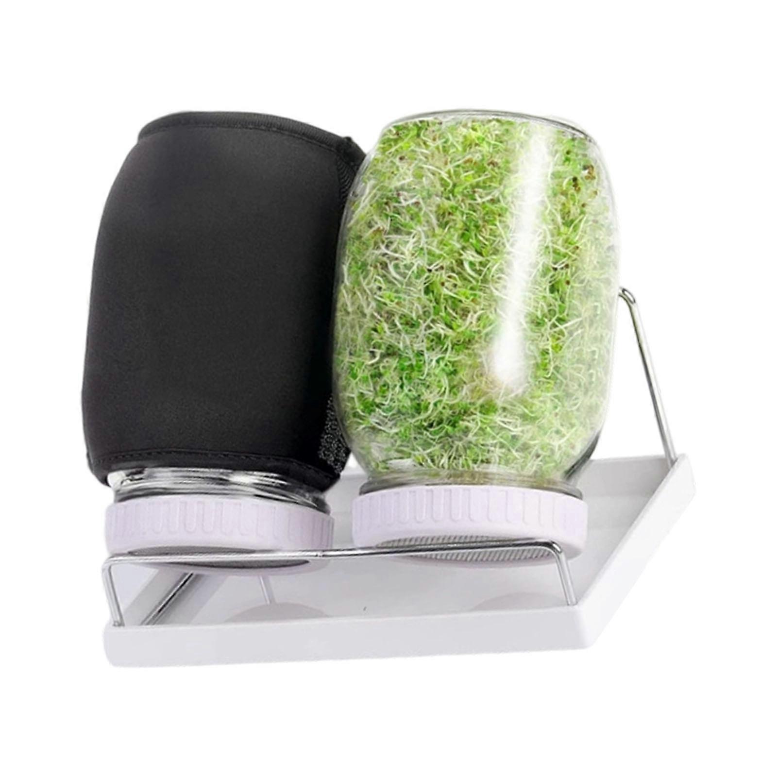 Space Efficient Complete Indoor Germination Growing Systems With 2 Jar Capacity And Reusable Sprouting Lid for Seedling  White