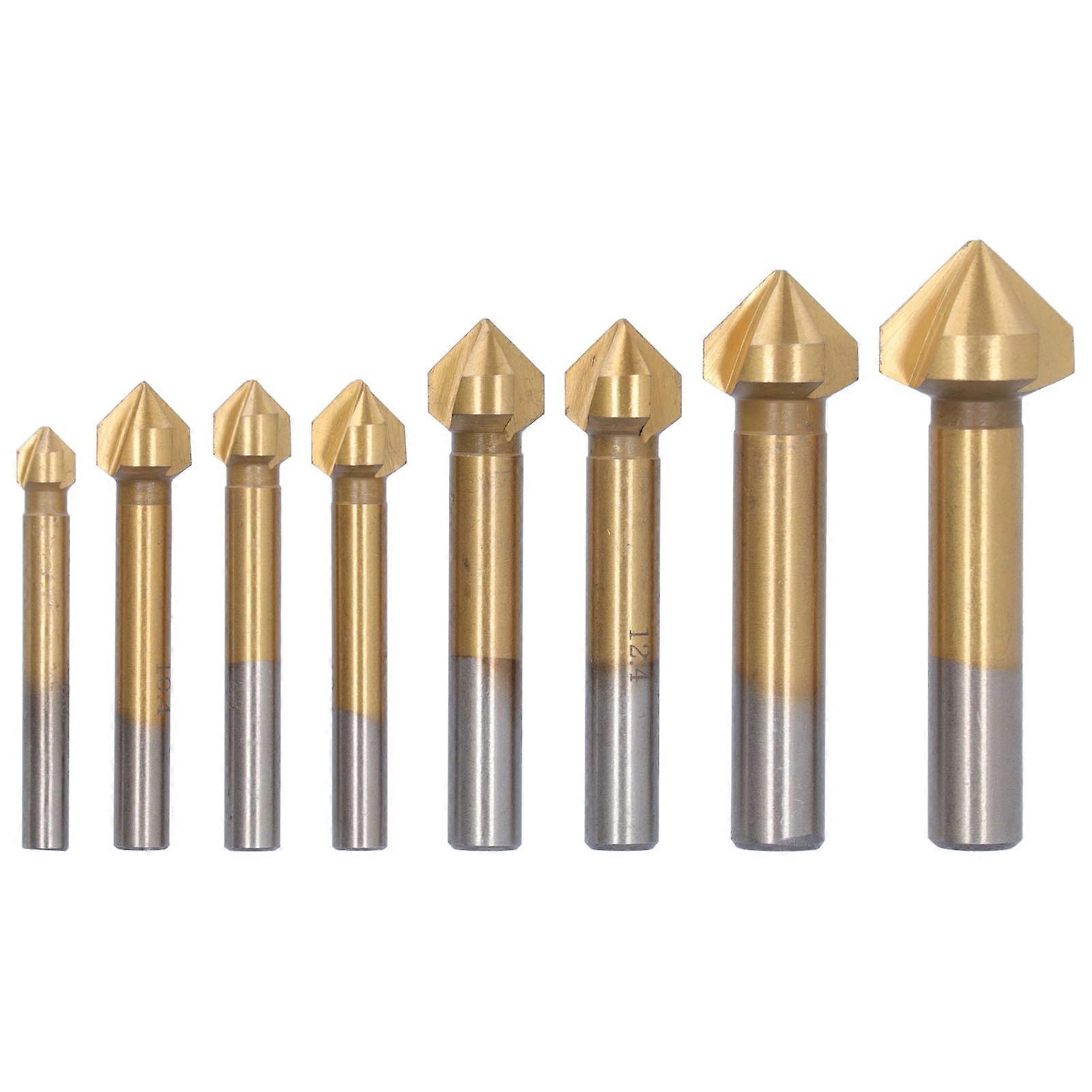 8Pcs Chamfering End Mill Sturdy Durable Convenient RustProof AntiCorrosion Countersink Drill Bit