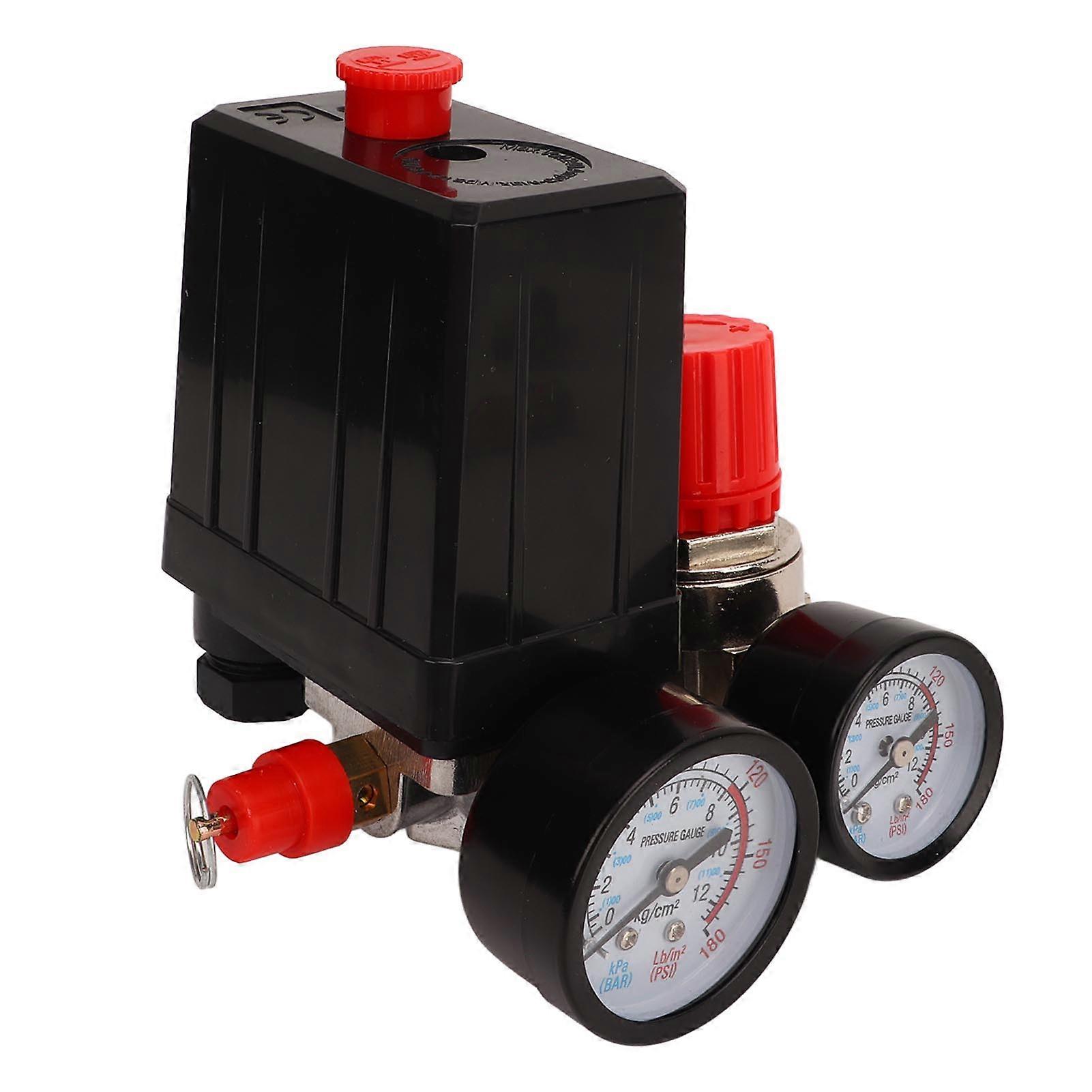 Air Compressor Pressure Switch Control Valve 0‑180PSI Quick Connector 3 in 1 for Automatic Control