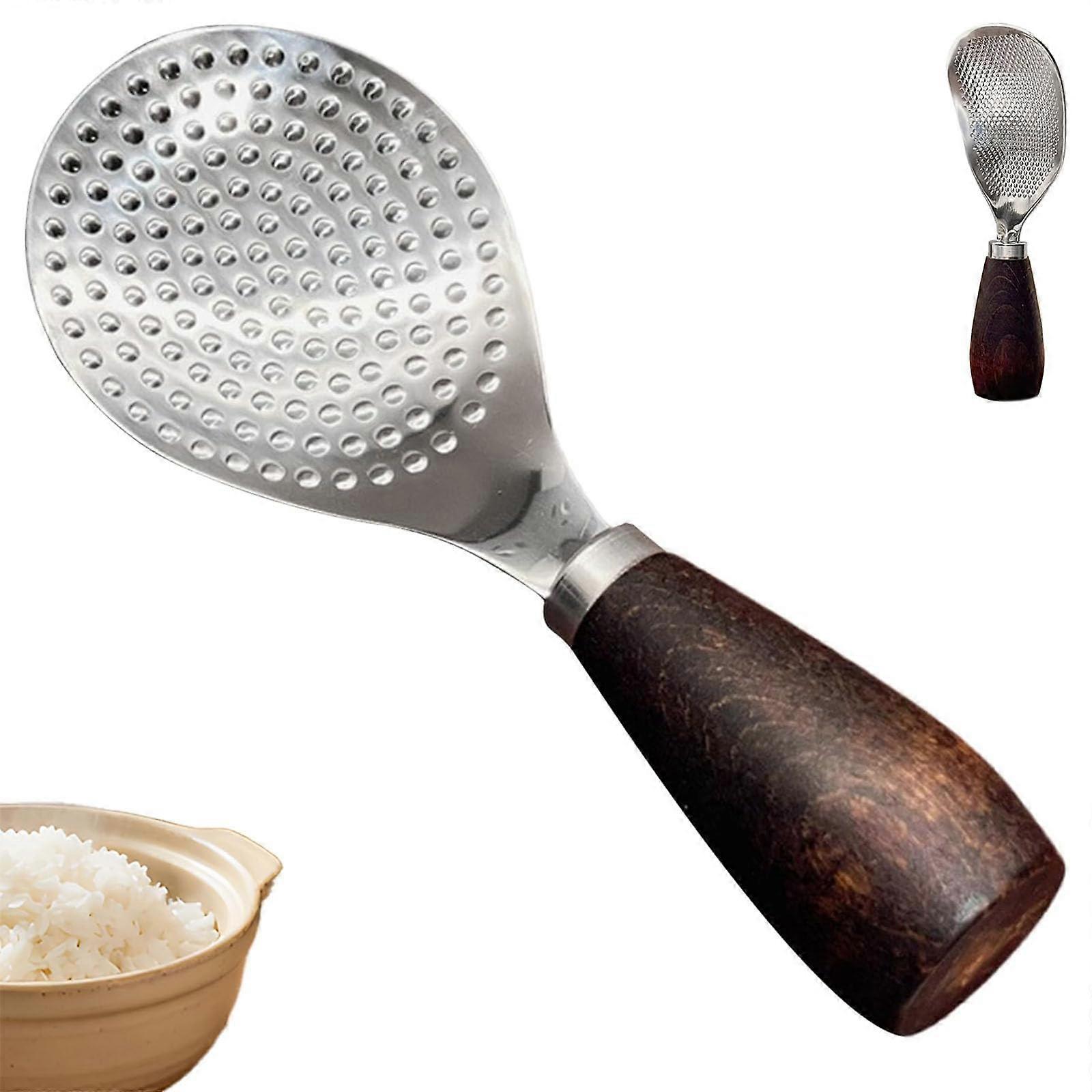 Rice Spoon StandUp Paddle With Metal Wooden Handle, NonStick HeatResistant RiceScooper For Rice Cooker