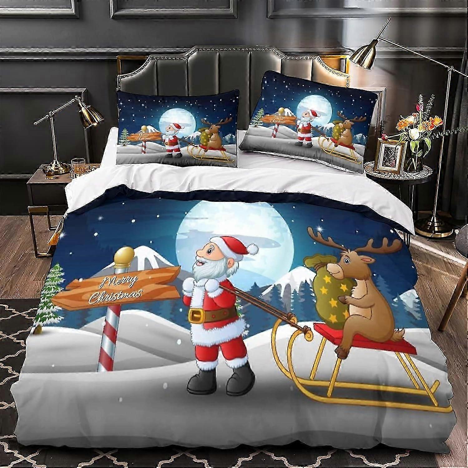 Edredom de Natal Conjunto de Capa de Natal Presente de Natal Impresso Edredom Capa Conjunto D Peças Colcha Capa Zíper Fechamento para Adolescentes e