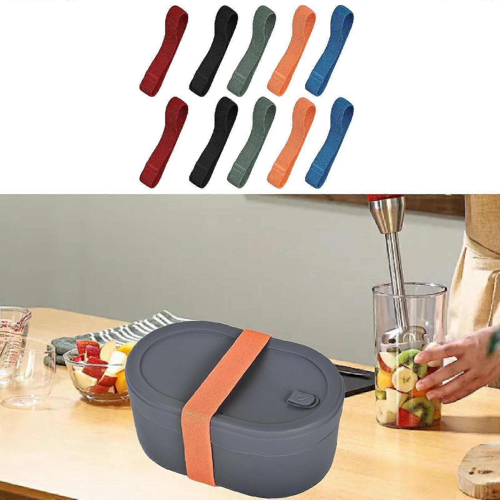 10 Pieces Bento Box Straps Lunch Container Fixing Bands Elastic Belts for Camping