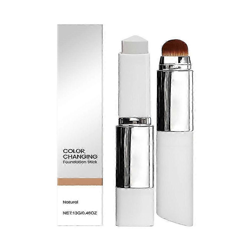 2-in-1 Color-Changing Foundation Stick - Natural Color, For Oily & Dry Skin, Matte