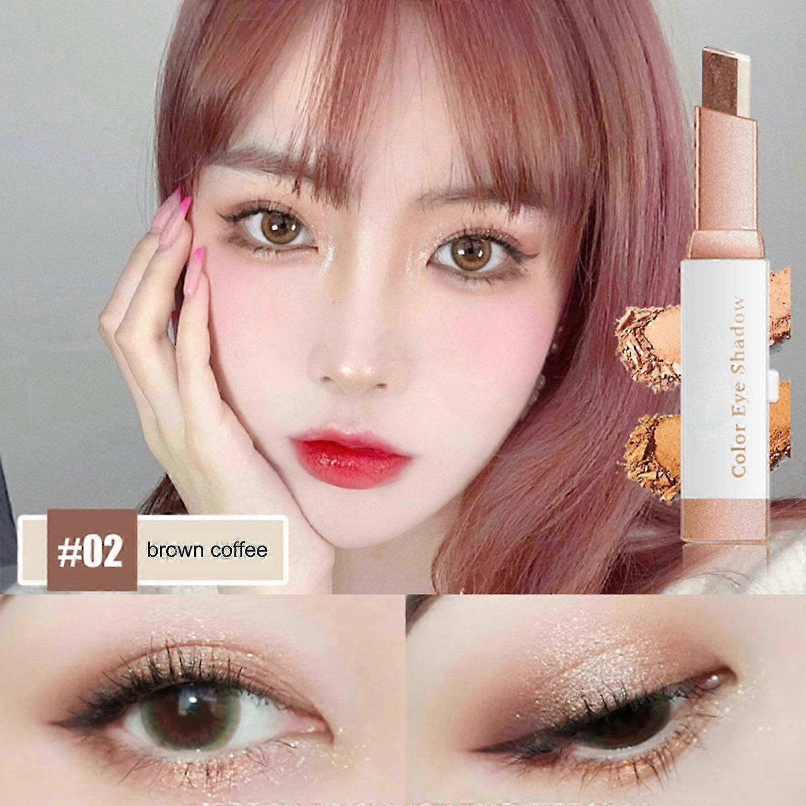 P9025-2# Brown Coffee (B)$ Velvet Gradient Two-color Eye Shadow Stick Eye Modification Lazy Eye Shadow