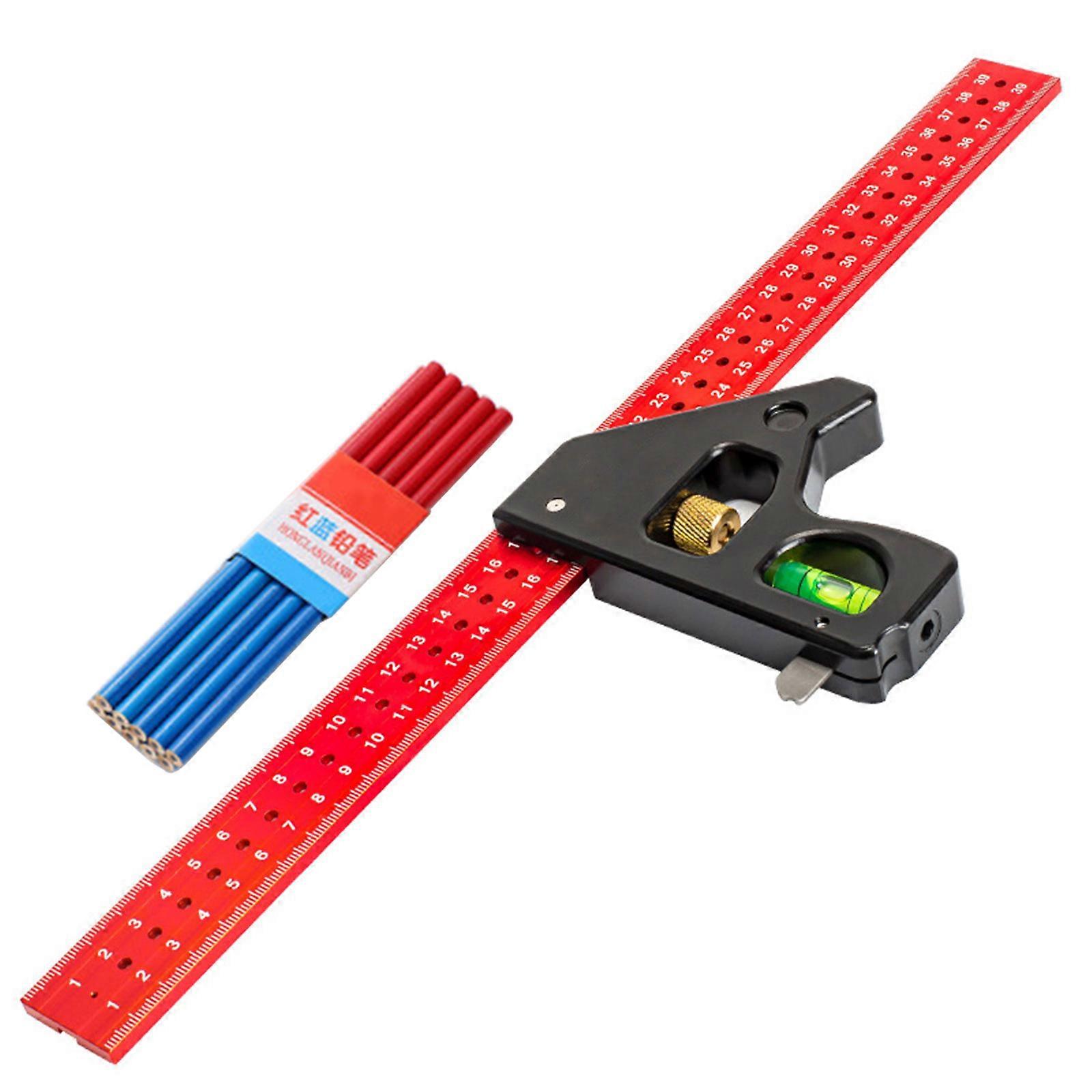 Practical 300/400mm Measuring Square with Enhances Stability and 10 Piece Pencil Set for Furniture Making and Crafting  400mm