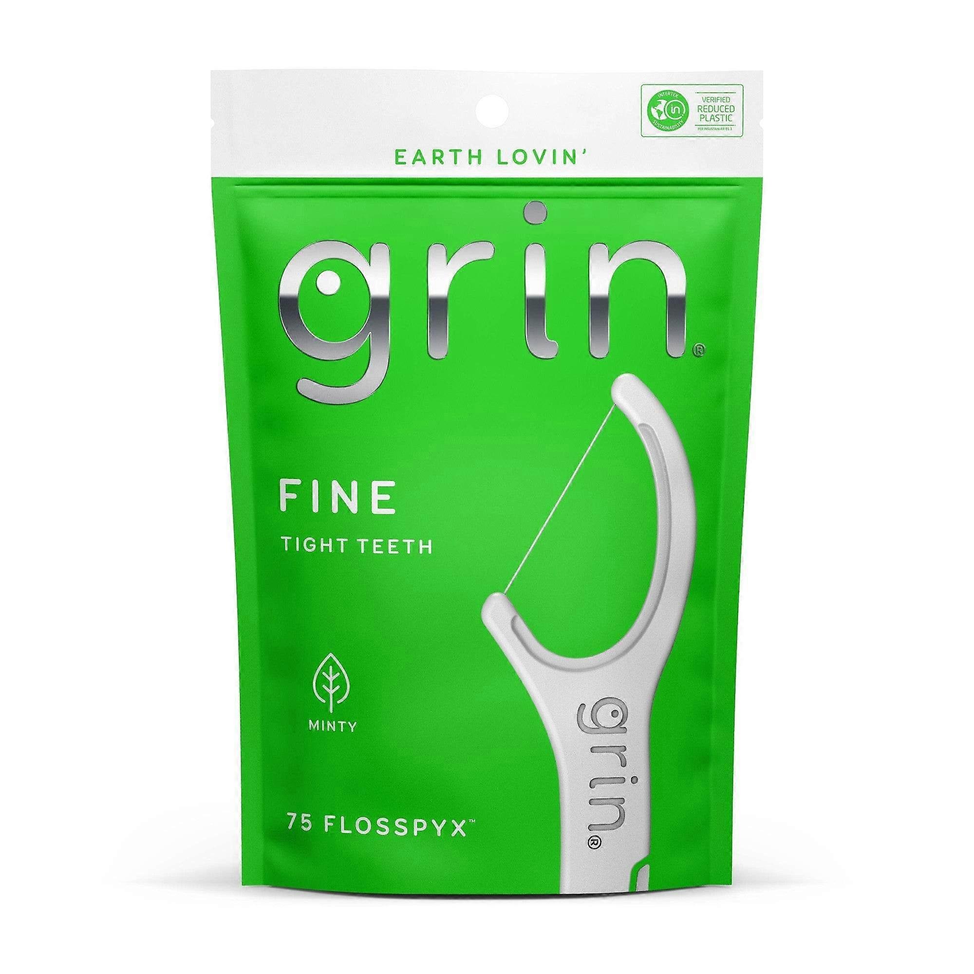Grin Fine Dental Floss Picks Minty, 75 Ea