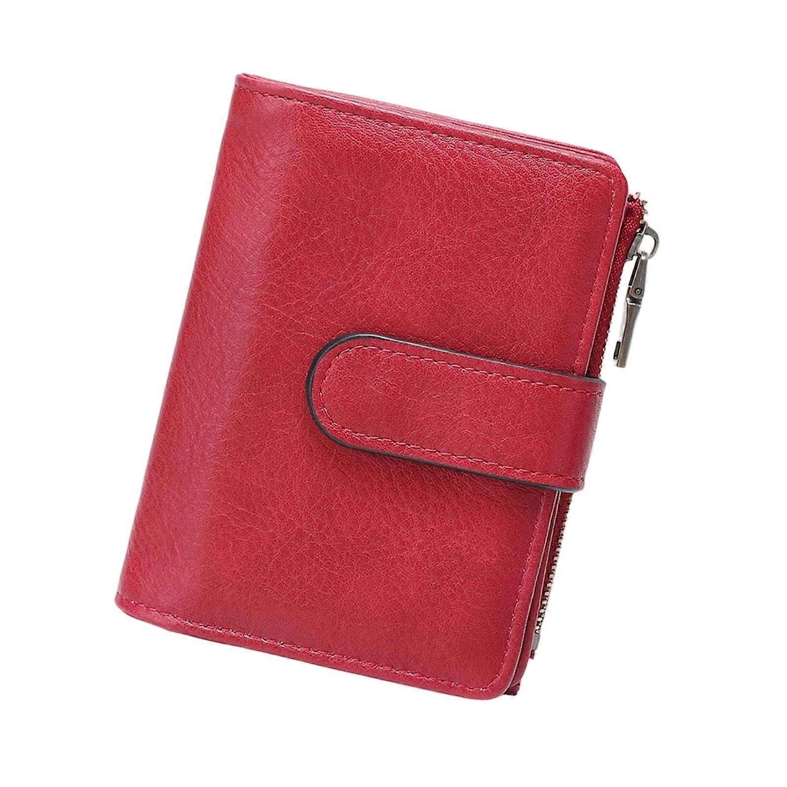 Practical PU Wallet Slim Profile With Blocking Technology Quick Access Card Slots Storage Fashionable Compact Purse  Red
