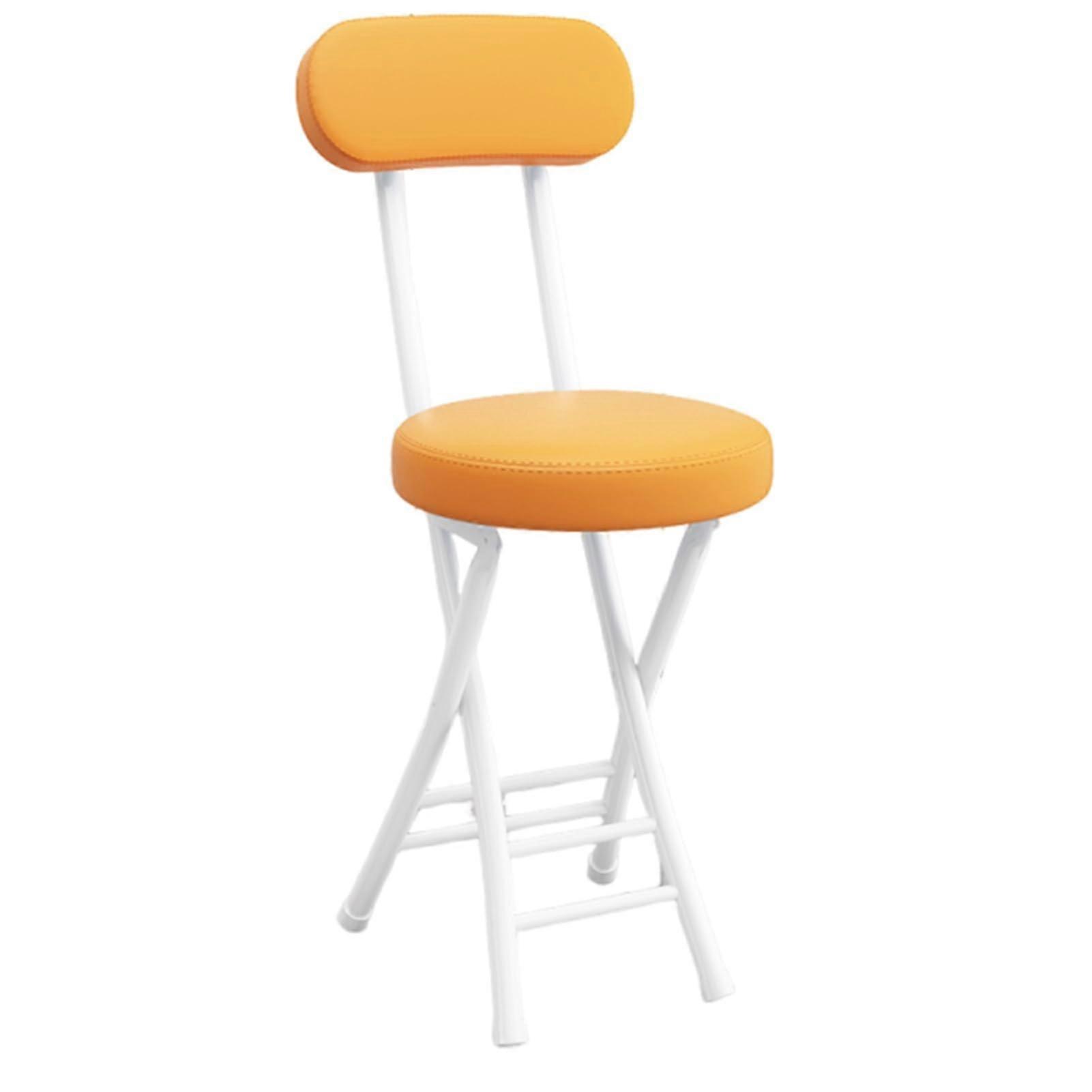 Folding Stool with Backrest Leather Seat 150kg Capacity for Kitchen Bistro  Use Orange 47cm