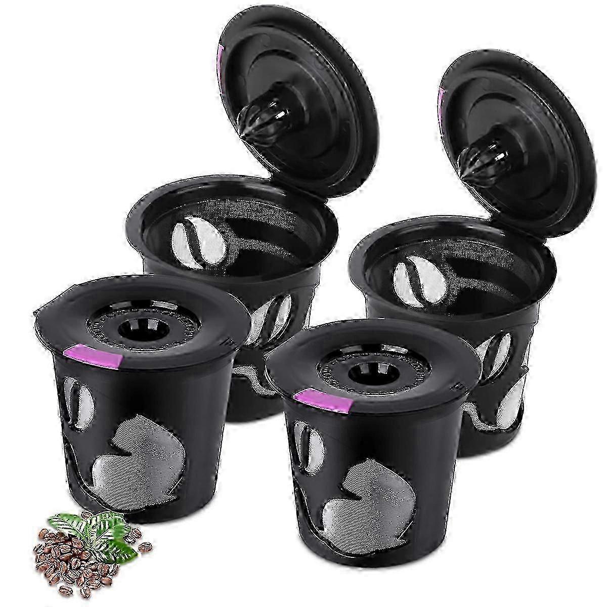 4 Pack Reusable Coffee Filter Pods for K-Duo & K-Mini Machines, Single Refillable K Cups Included