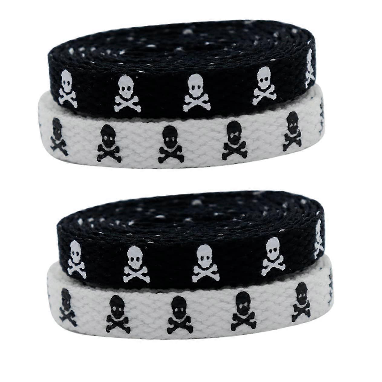 2 Pack Skull Print Flat Shoelaces Decorative Laces for Canvas Sneakers and Casual Shoes