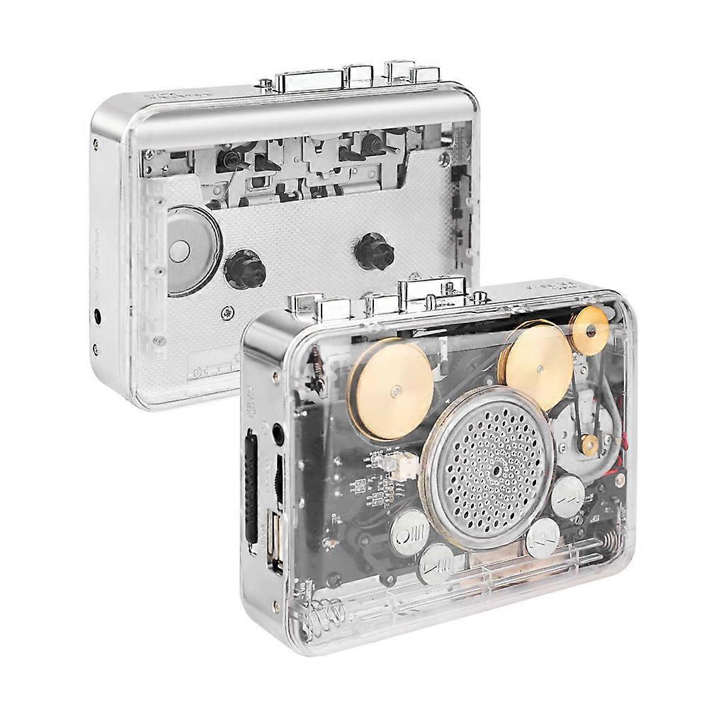 Portable Cassette Tape Player Recorder Transparent Shell USB Cassette Capture to MP3 Format to U Disk Tape Music Player
