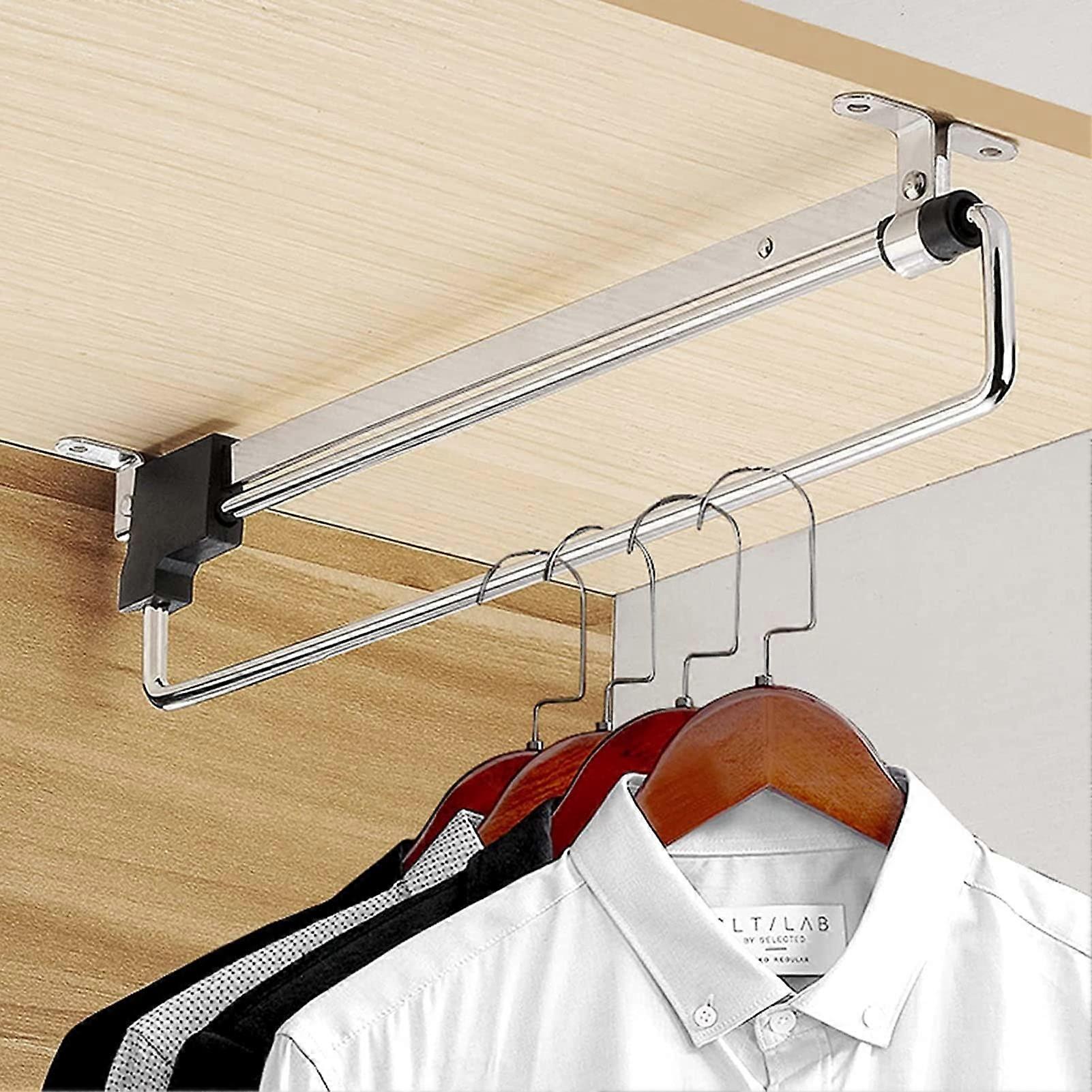 PullOut Closet Rod, Adjustable Wardrobe Rail for Custom Closets, Laundry Cupboard, 4 Sizes (30 cm/12 in)