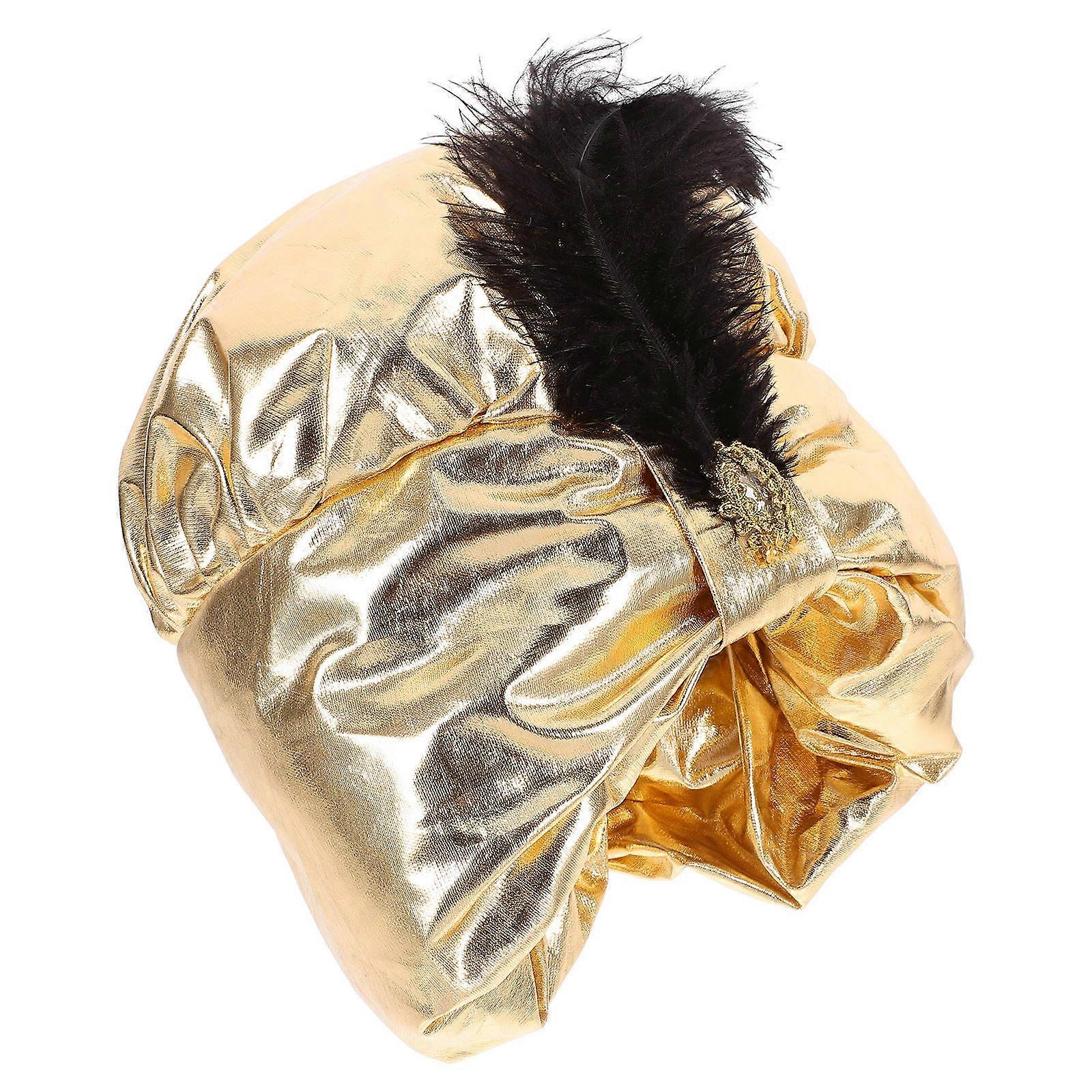 Arabian Costume Hat for Performance Use with Plume Decoration