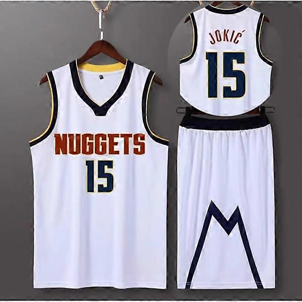 Maillot de basketball Nikola Jokic Denver Nuggets, taille 15, adulte, blanc classique, taille M (155-159 cm)