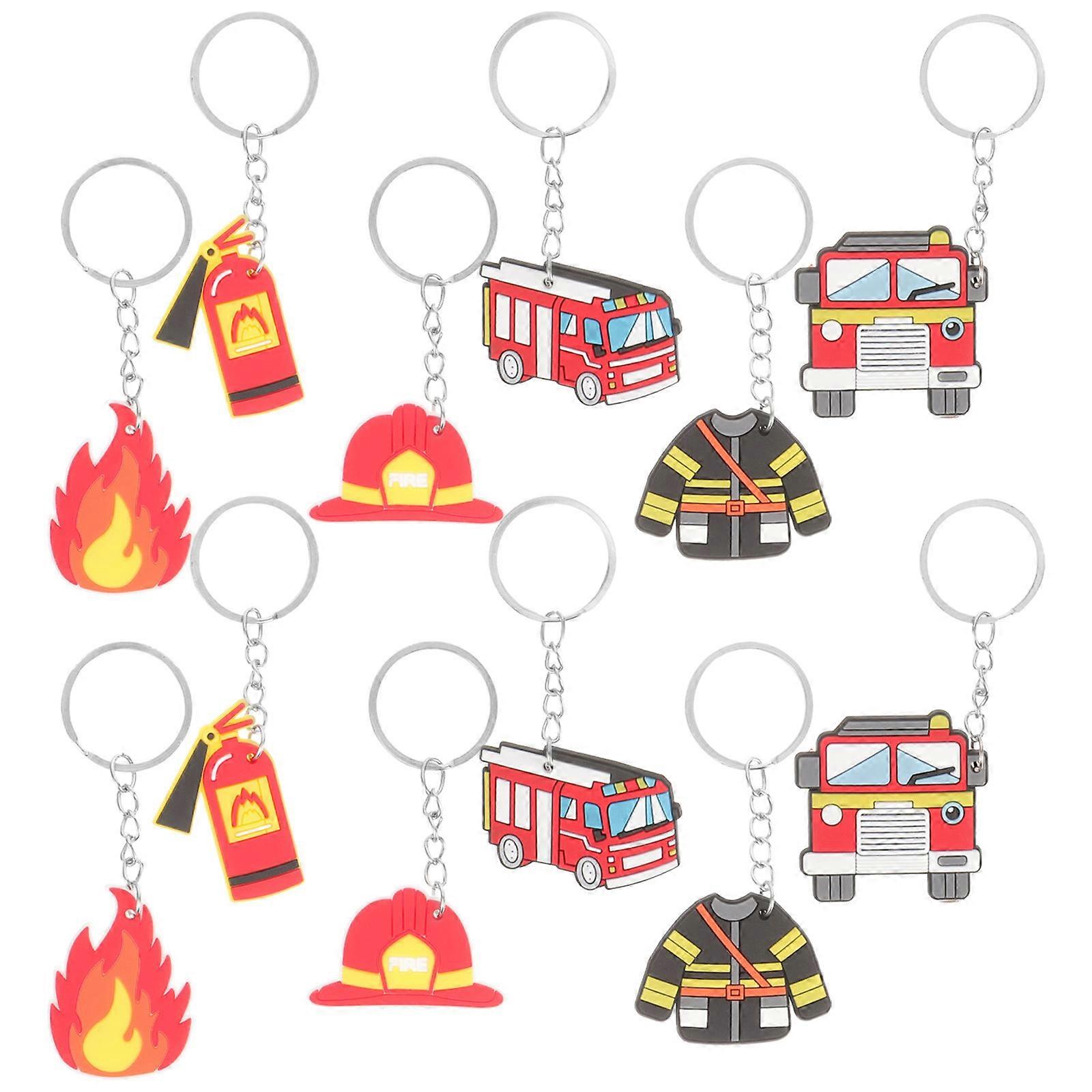 12pcs Firefighter Key Chain Firefighter Keychain Pendant Firefighter Gift Keychain(Random Style)