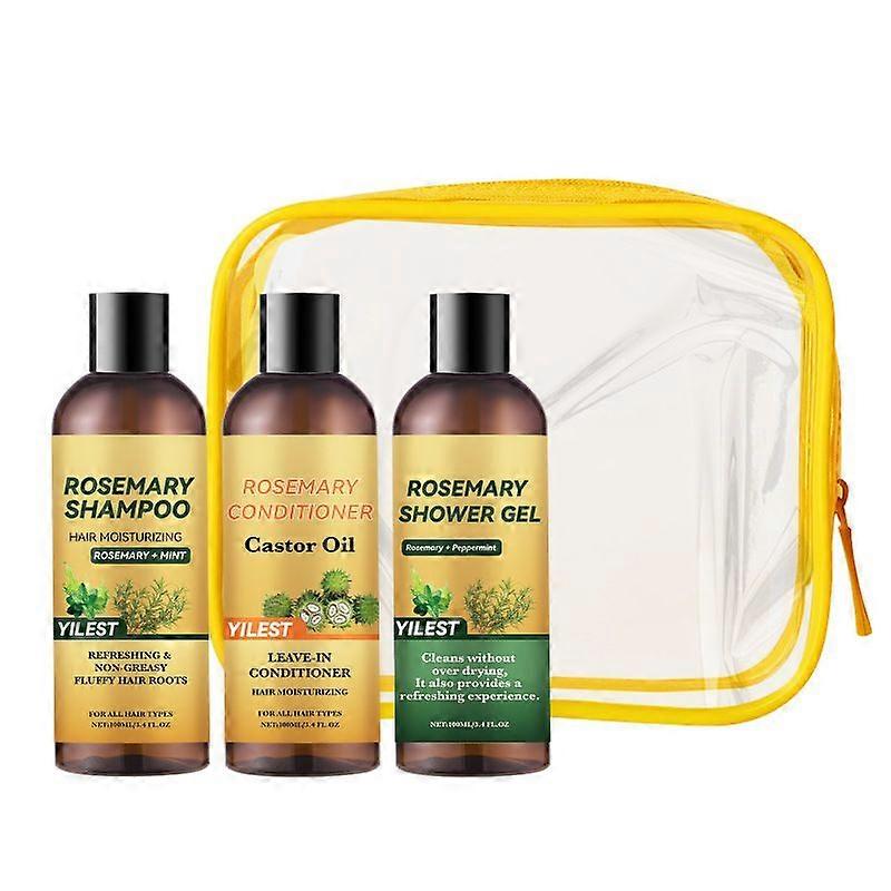 unbrand Ensemble shampoing après-shampoing et gel douche fortifiants à la menthe et au romarin anti-