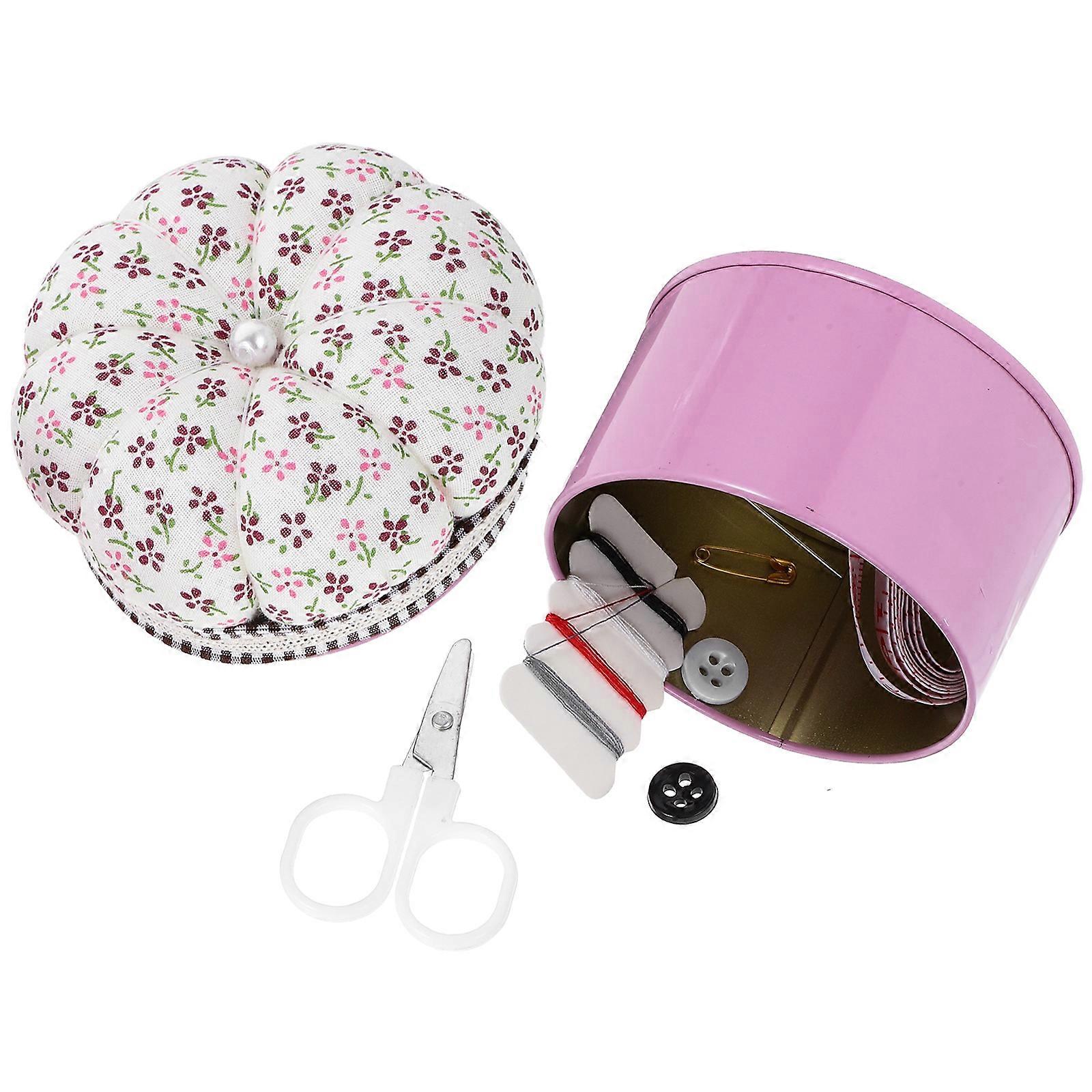 Rural Pumpkin Tinplate Storage Box Portable Needlework Can Needle Thread Storage Container (Without Needle Thread Accessory, Random Style)