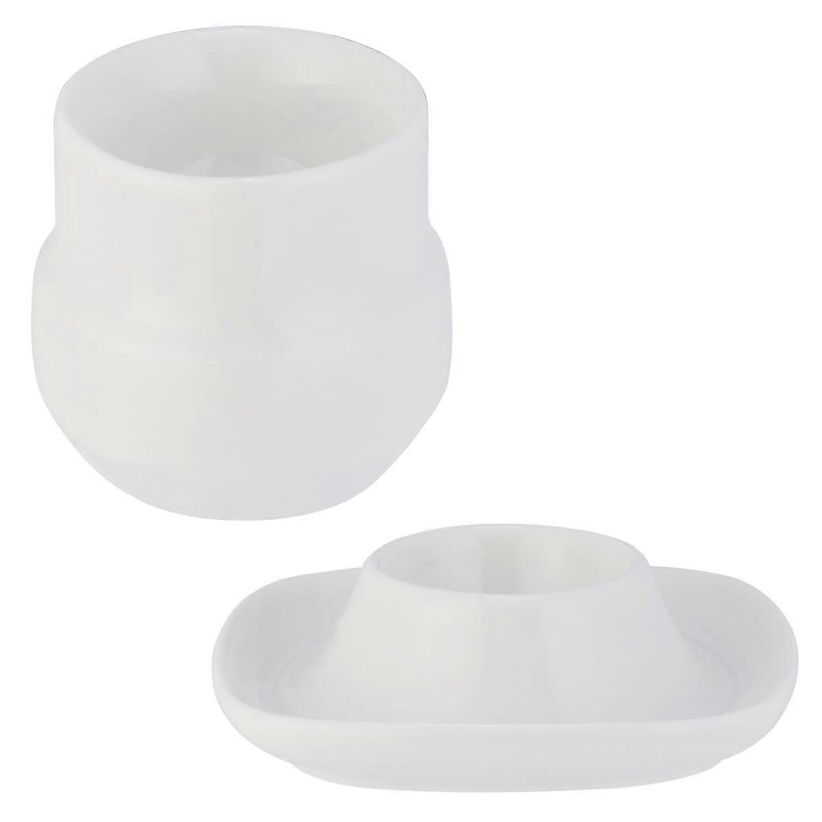 White Ceramic Egg Cup for Holding Egg 2Pcs Kitchen Breakfast Use
