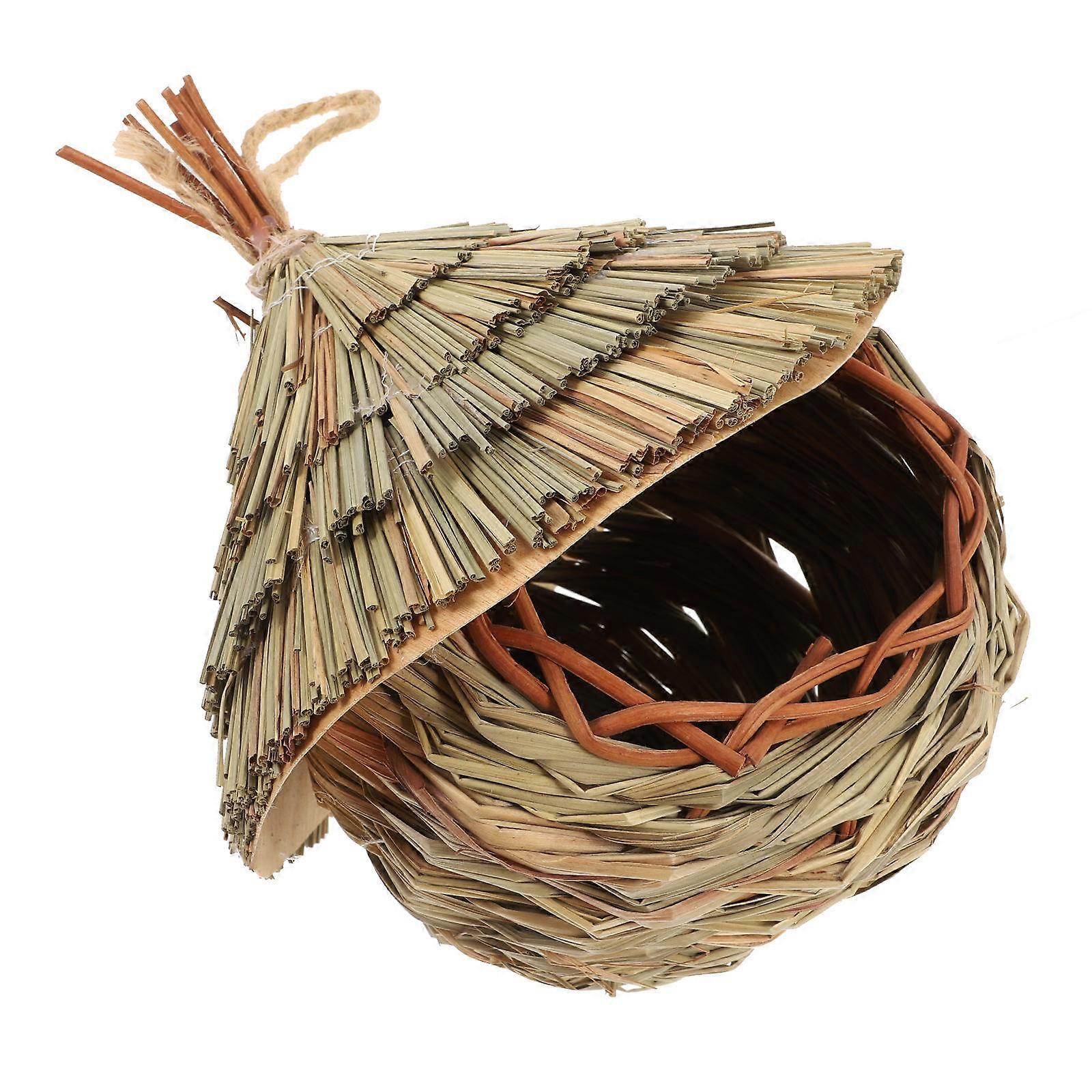 Hand Woven Straw Birdhouse for Parrot Nesting Use