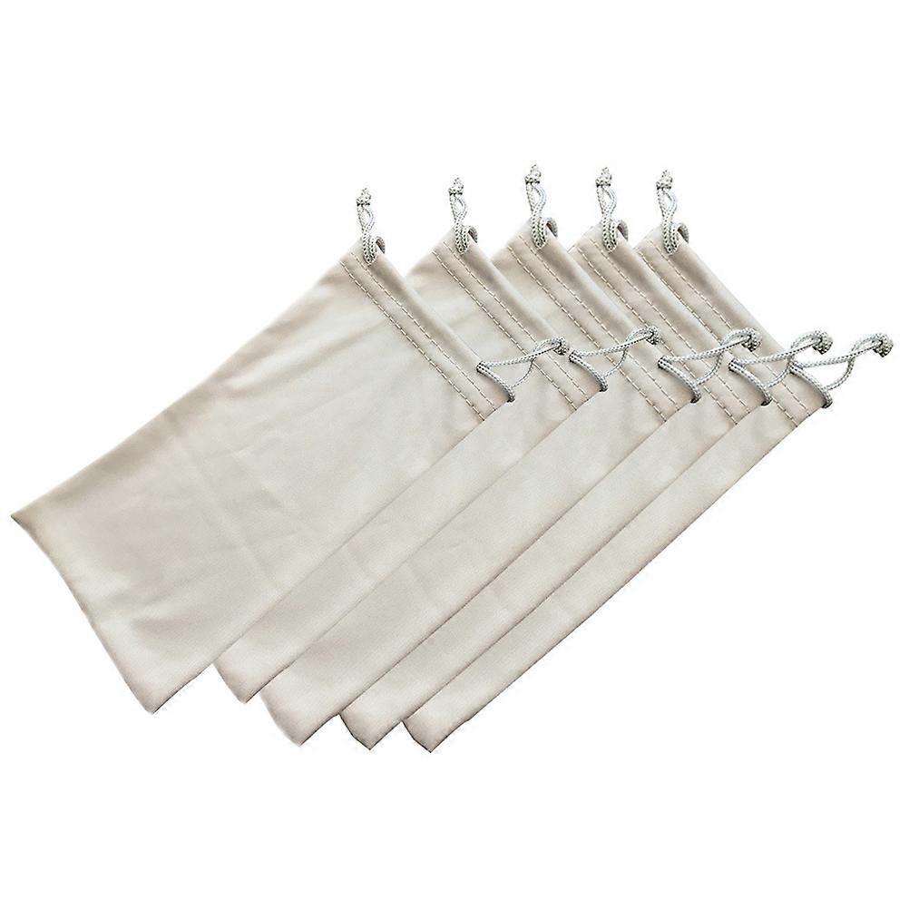Glasses Storage Pouch White Microfiber Drawstring Bag for Storage Use 2Sets