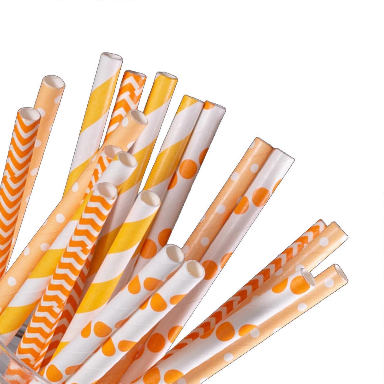 100 Pack Paper Drinking Straw Colorful Paper Straw Throwaway Straw Beverage Straw Suitable for Home or Office Use  Yellow