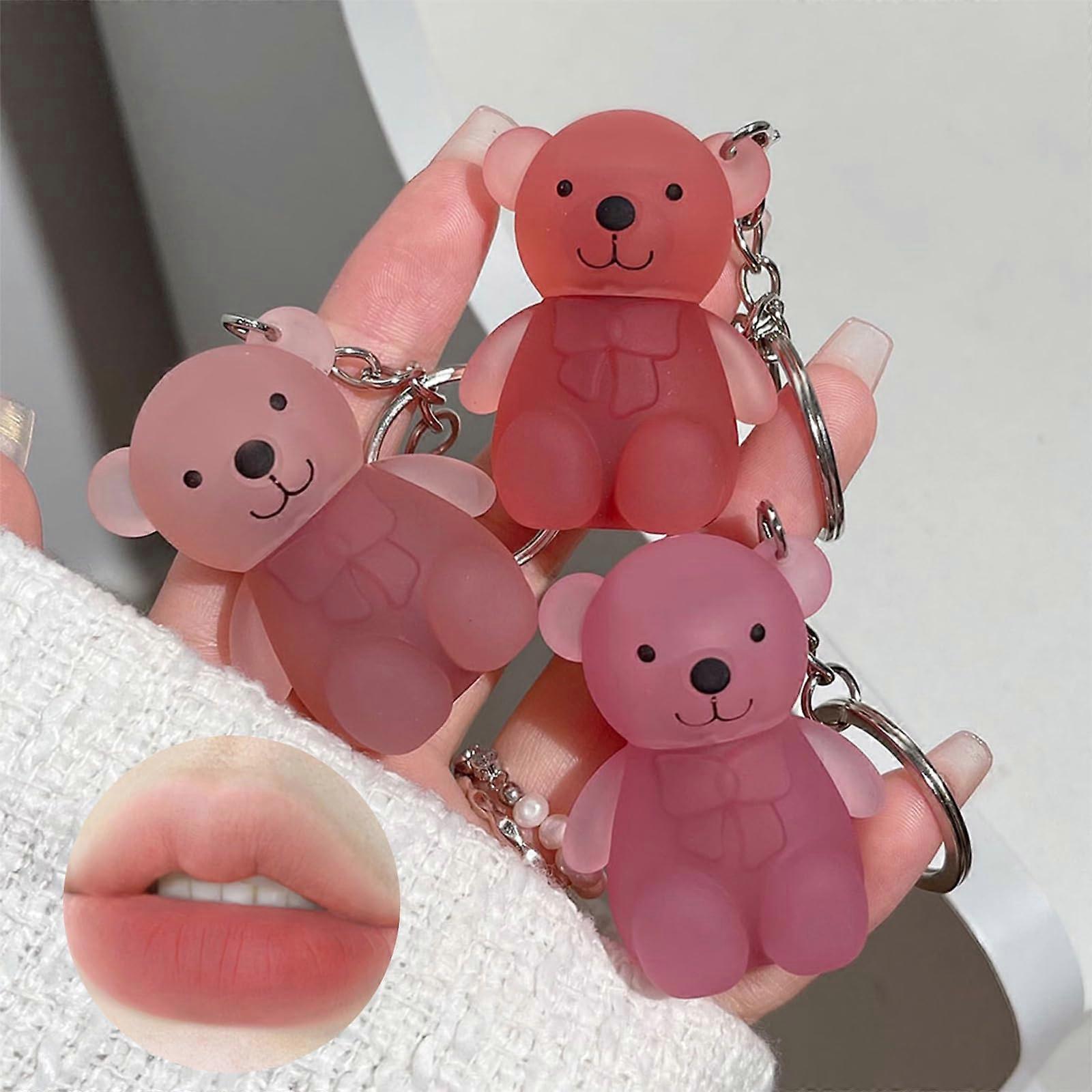 3 Colors Long Lasting Waterproof Lip Tint Set with Moisturizing Lightweight Liquid Lipstick Keychain