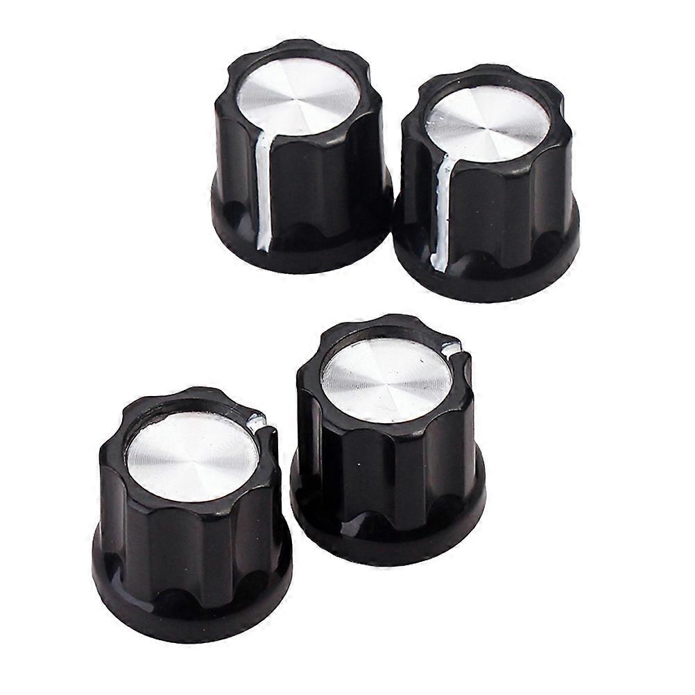 Bass Knob D-Type Shaft for 12Pcs Black Silver Guitar Pot Knobs