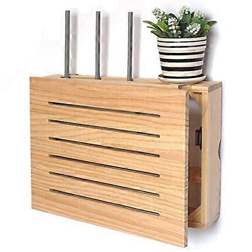 WiFi Router Shelf Wall Mounted Holder with Large Storage Box and Magnetic Lock for TV Accessories