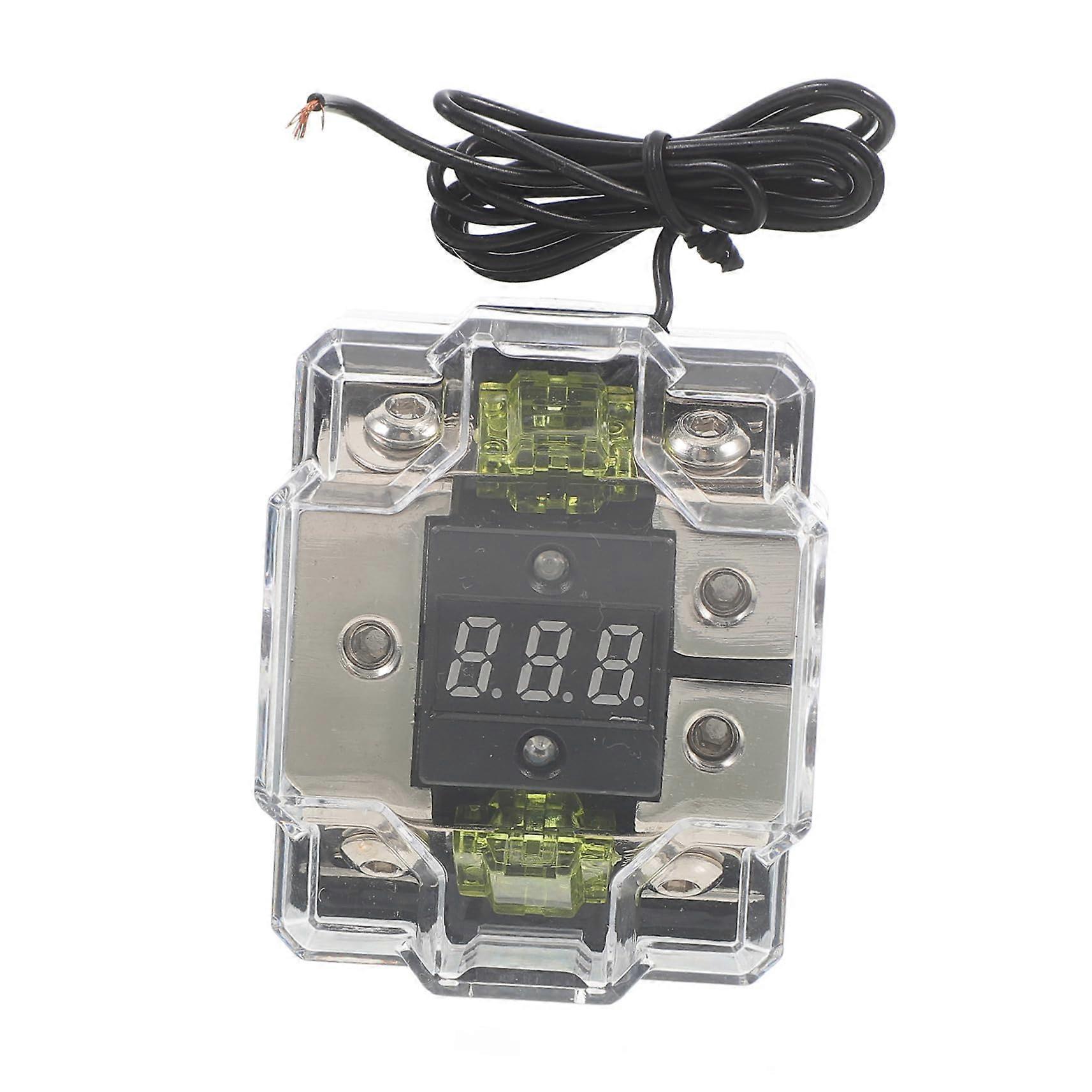 Car Audio Fuse Holder with Digital Voltage Display, Compatible with Car Amplifier Multi-System Setup