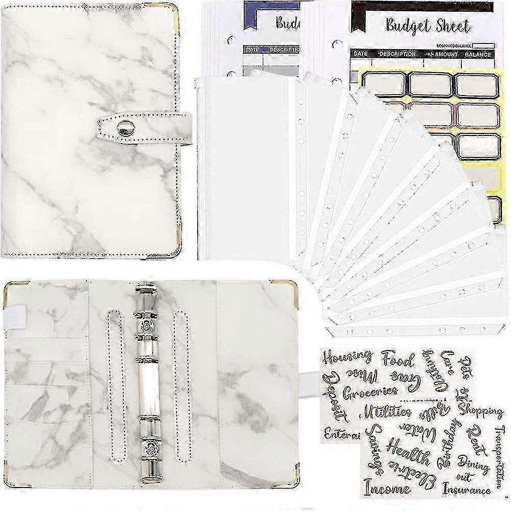 A6 Refillable Cash Envelope Budget Binder with Zipper Pockets and Budget Sheets for Financial