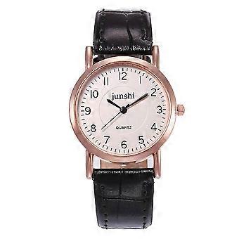 Eenvoudig Koreaans dun paarhorloge, modieus leren dameshorloge met quartz uurwerk.