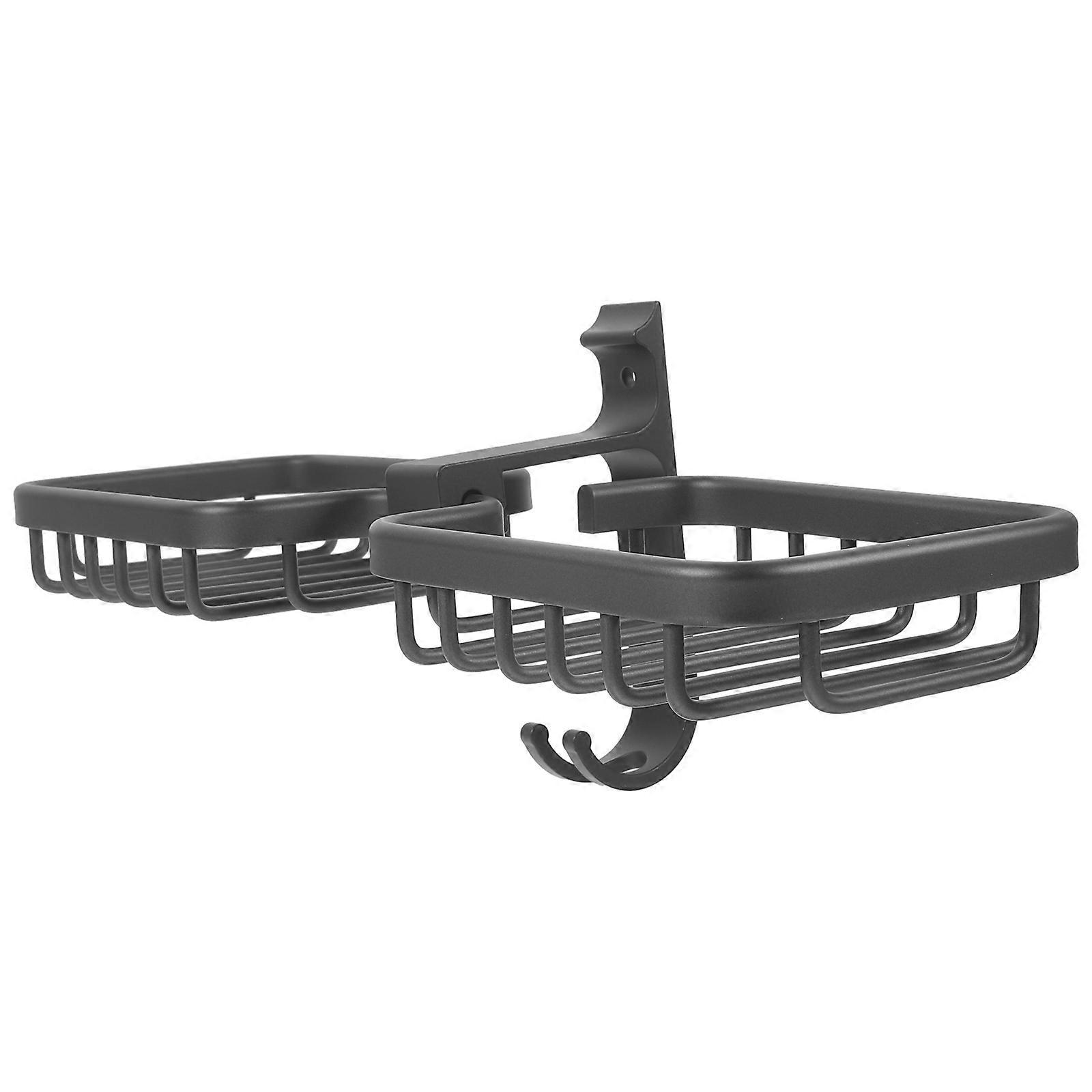 Wall Mounted Washbasin Rack Removable Storage Kitchen Use Gun Gray 1Set