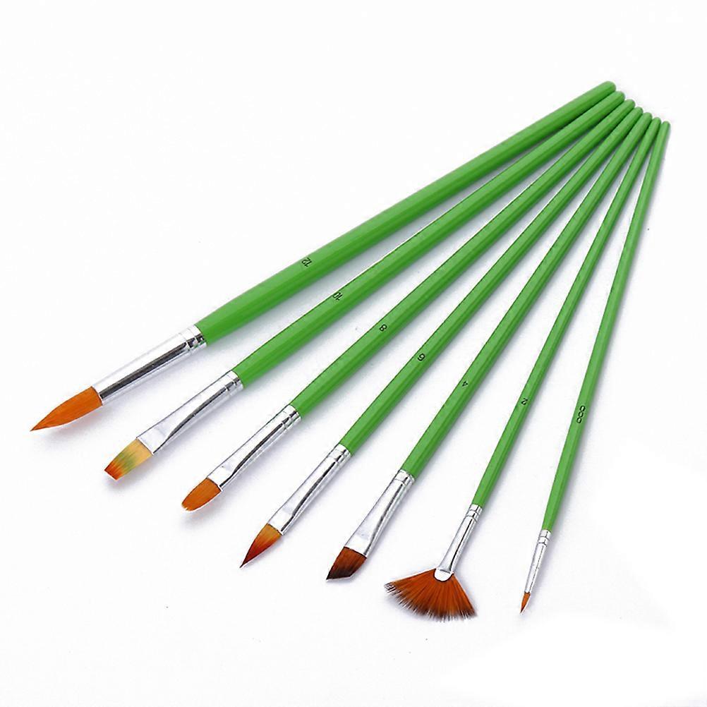 Paint 7Pcs Brushes Art Set for Acrylic Medium Green Nylon Wool Brushes