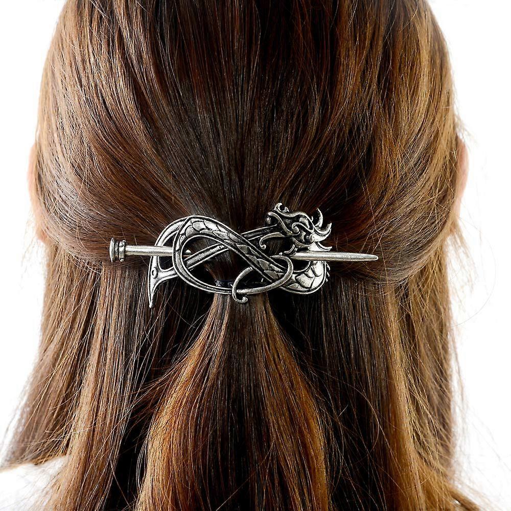 Viking Dragon Hairpin with Celtic Knot for Secure Hold and Versatile Updo Styling