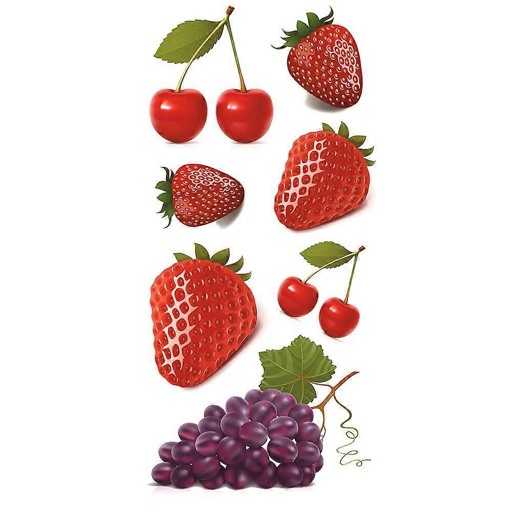 Fruit Party Temporary Tattoos with Realistic Strawberry Cherry Grape Designs, 2 Sheets, Lasts 5 Days