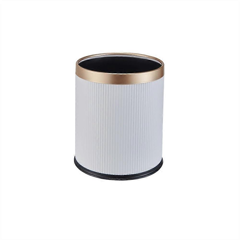 Plastic Trash Can 15L Double Barrel Design Lidless Garbage Bin for Kitchen Home Office White