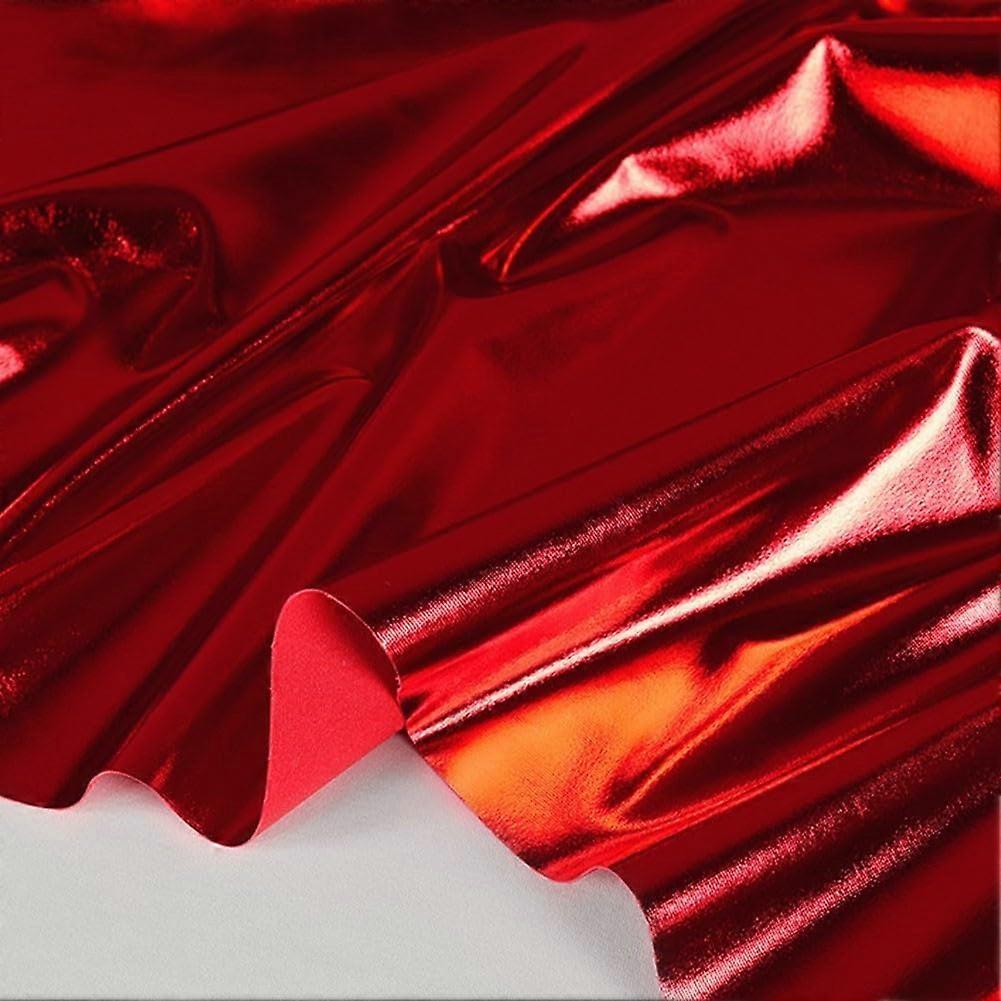 Foil Stamping Metallic Spandex Fabric Gold Silver  Elasticity EyeCatching Design Red