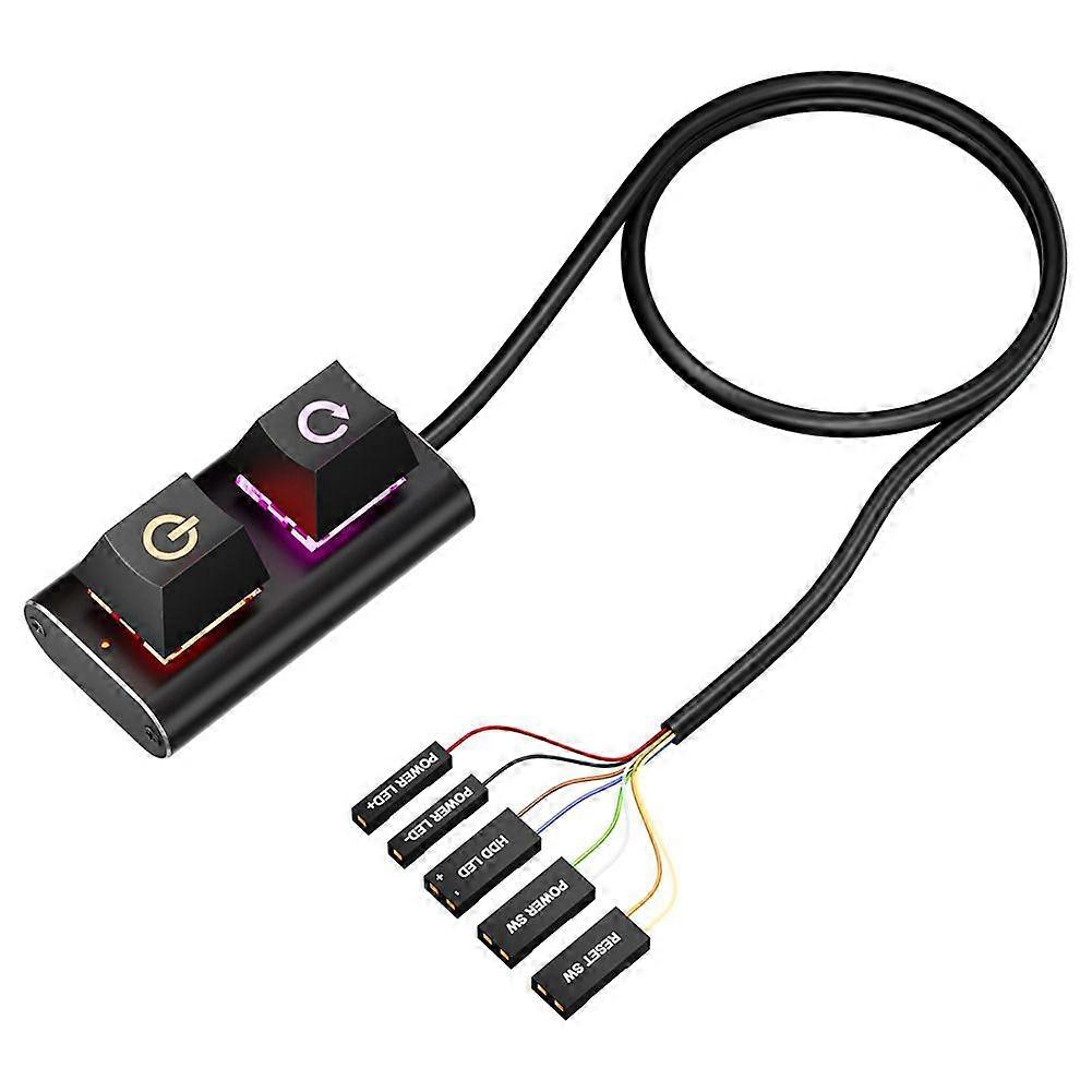 Internet Cafe Computer Desktop Aluminum Switch Button External PC Power on Reset Button with USB Port LED Indicator