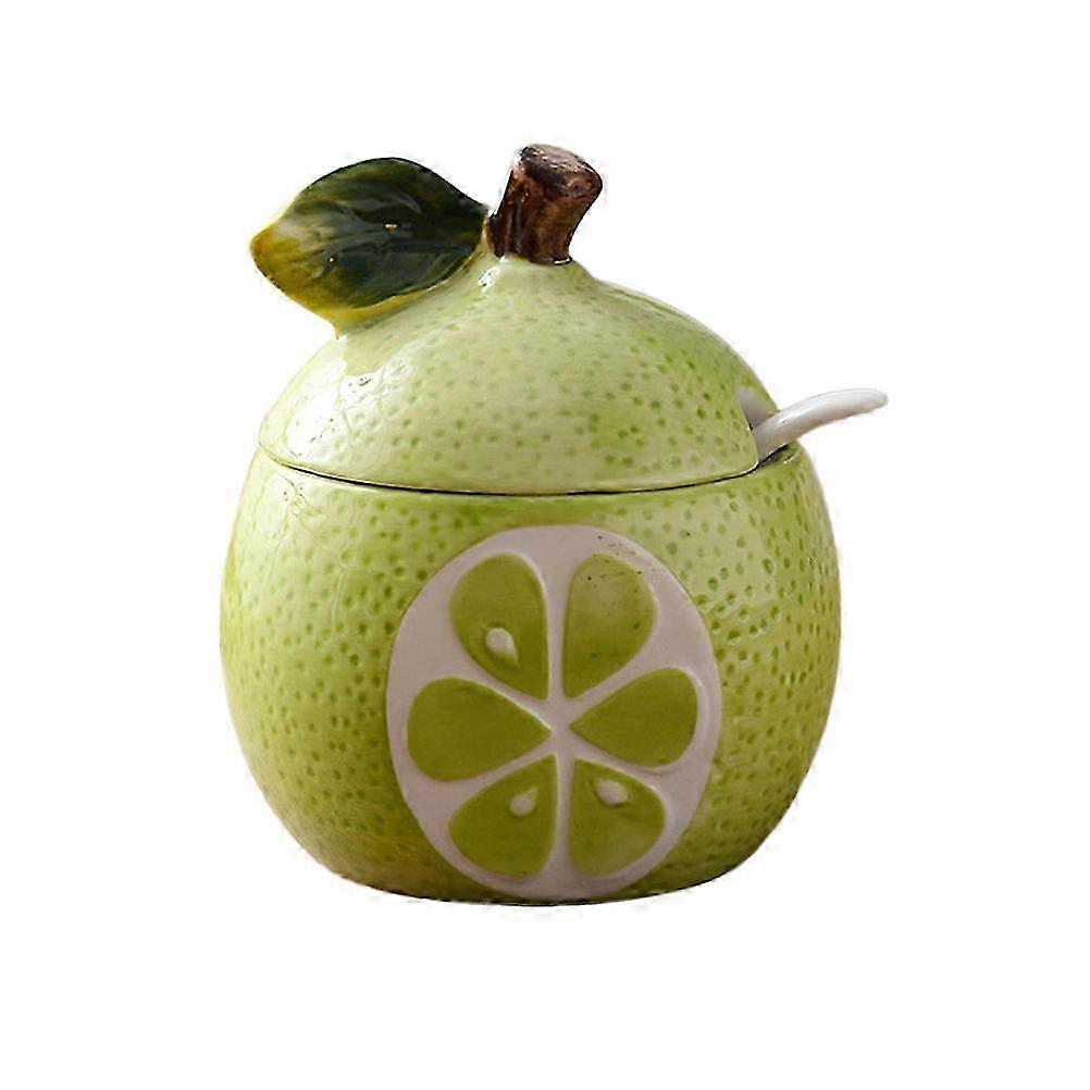 Olive Green Ceramic Fruit Shaped Spice Jar for Kitchen Use Set