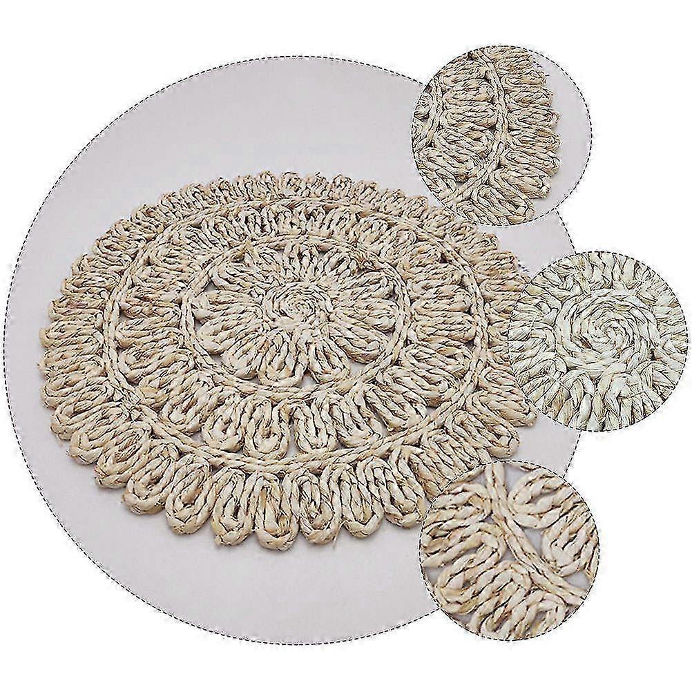 Weave Placemat Corn Husk Hot Insulation Pad 1 Piece Round Tableware Mat