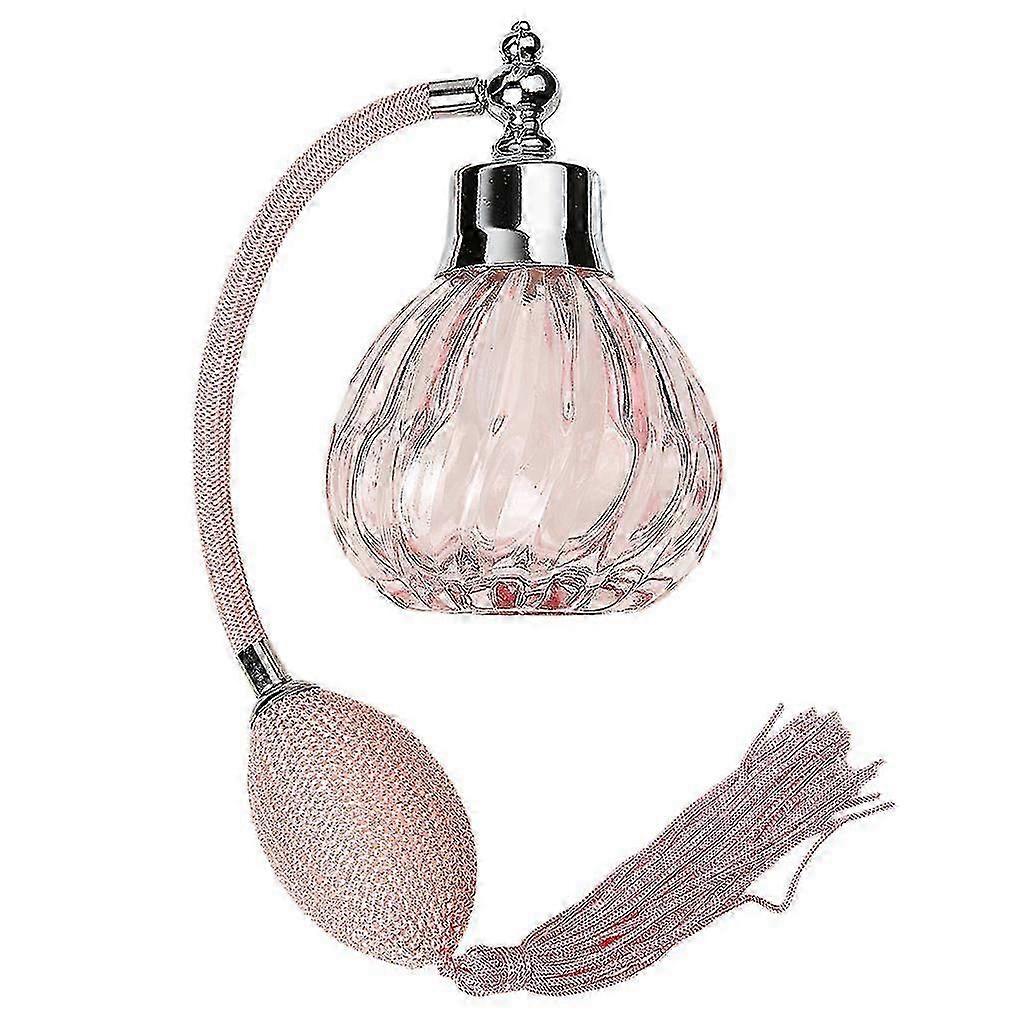 Vintage Empty Glass Perfume Bottle with Long Atomizer Spray Pump 100ml Pink