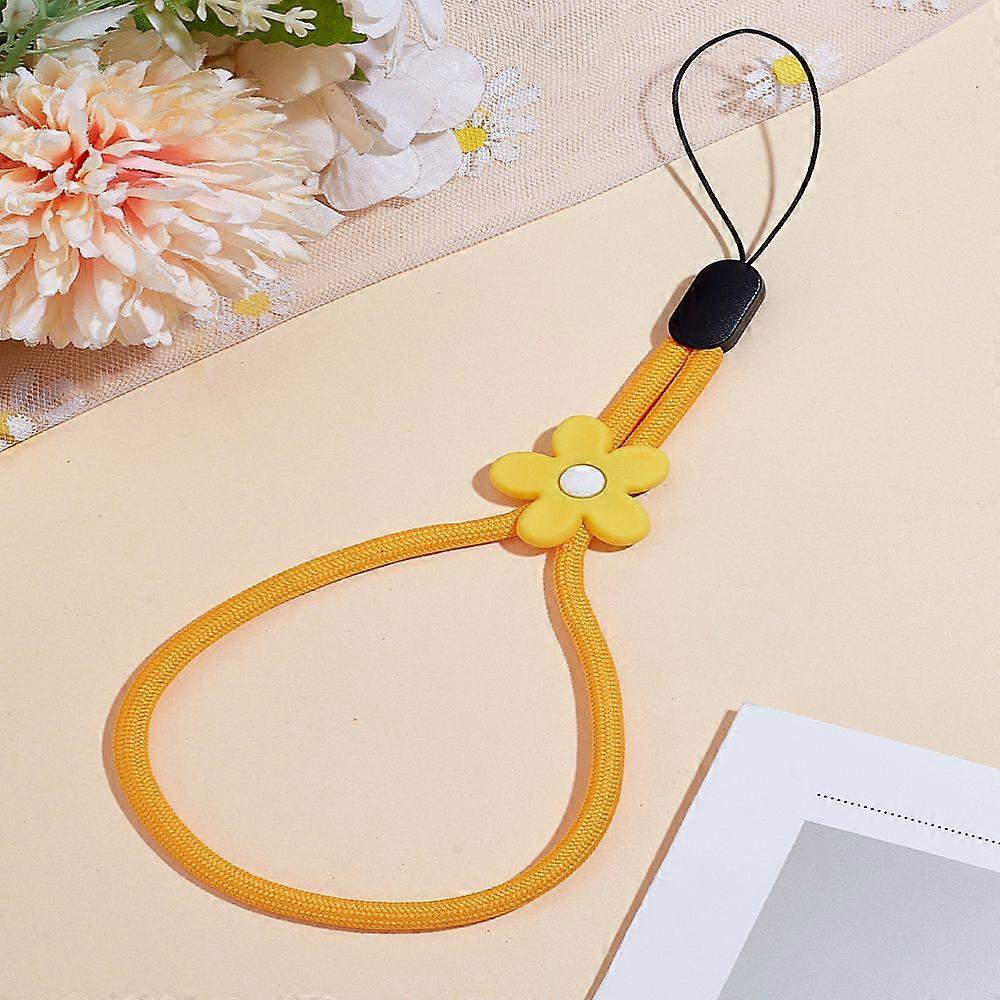 1pc Silicone Nylon Bead Mobile Straps Flower golden 230mm