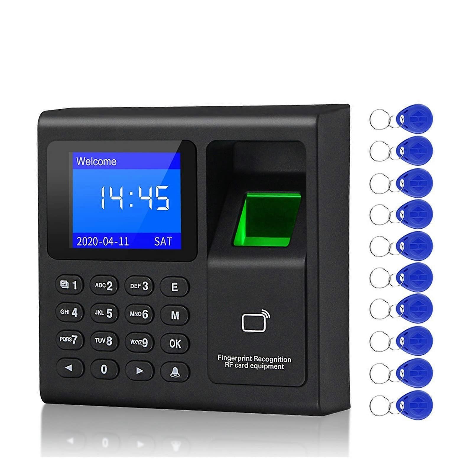 Biometric Attendance Machine with USB Fingerprint Time Clock Keypad and 10 RFID Keyfobs