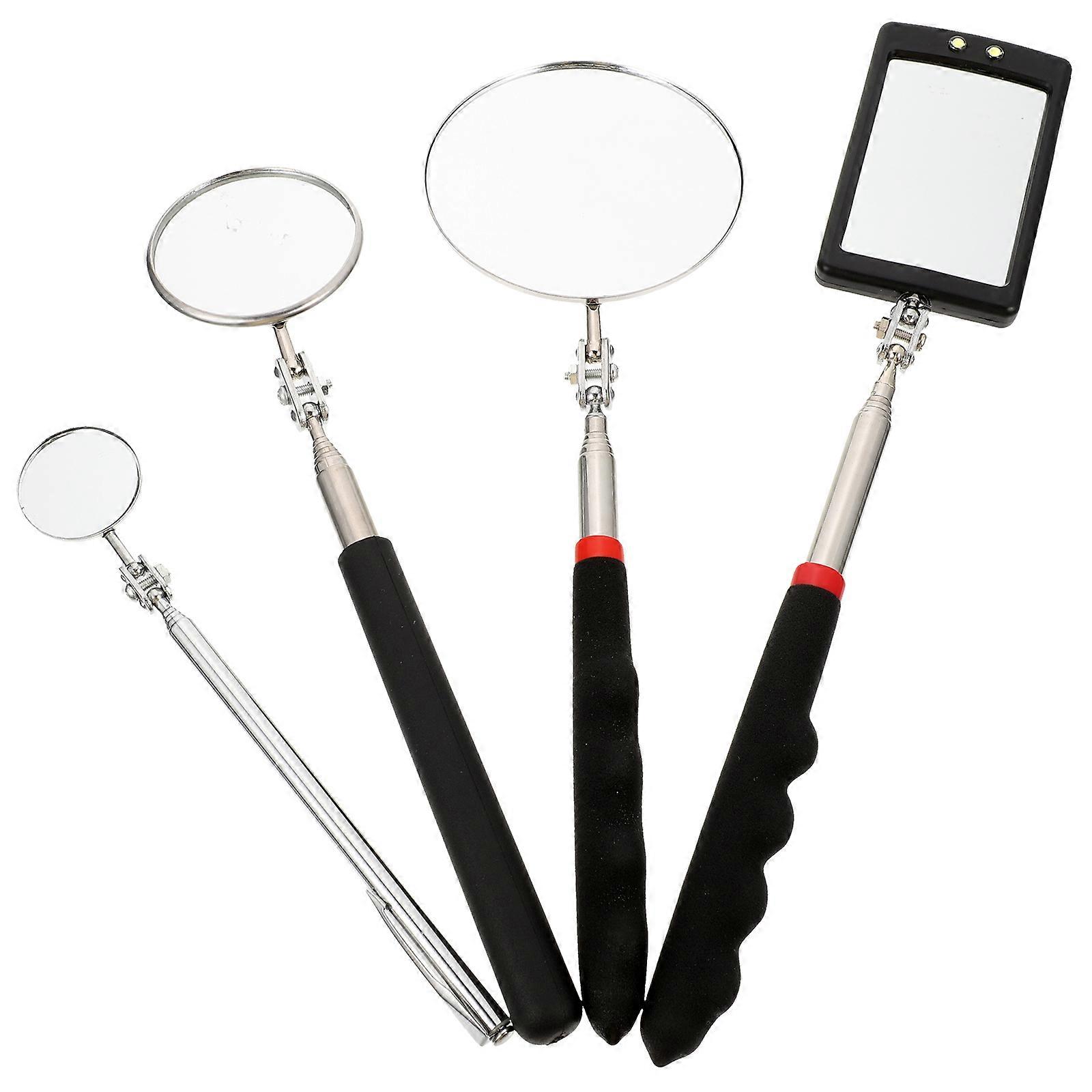 Inspection Mirror Flexible Telescoping Mirror for Car 4Pcs Durable Silver